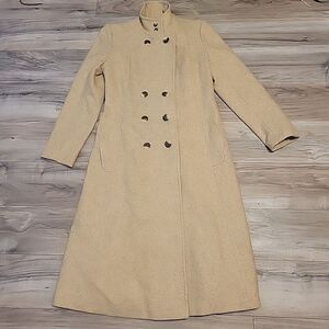 VGT Sears Coat Womens Beige Wool Blend  Double‎ Breast Lined Pit To Pit 34" USA